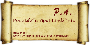 Posztós Apollinária névjegykártya